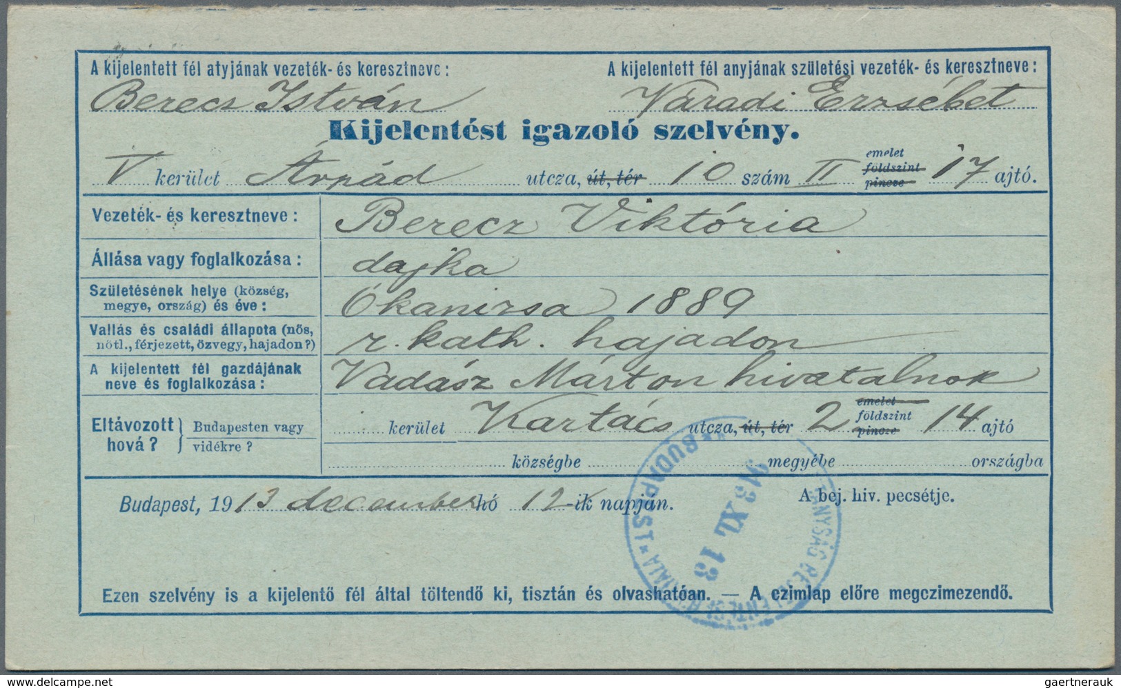 Ungarn - Ganzsachen: 1897/1910, Four Postal Stationery Address Change Response Cards In Budapest, Us - Postal Stationery