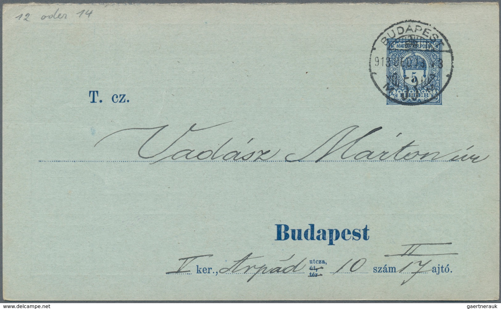 Ungarn - Ganzsachen: 1897/1910, four postal stationery address change response cards in Budapest, us