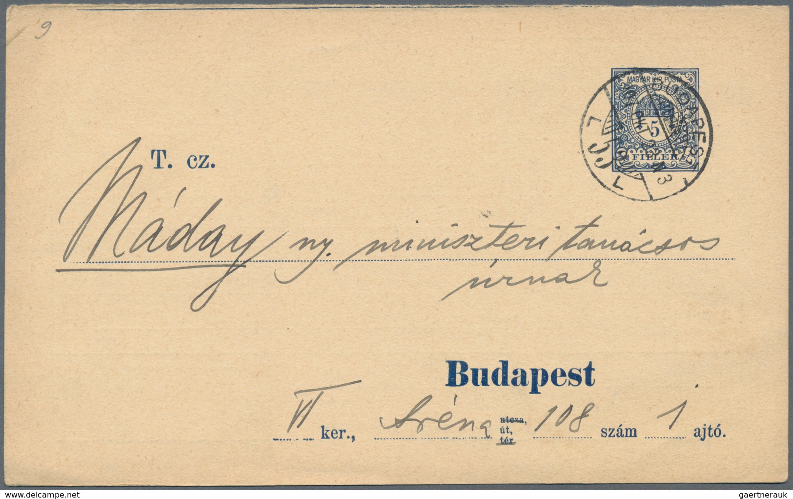 Ungarn - Ganzsachen: 1897/1910, four postal stationery address change response cards in Budapest, us