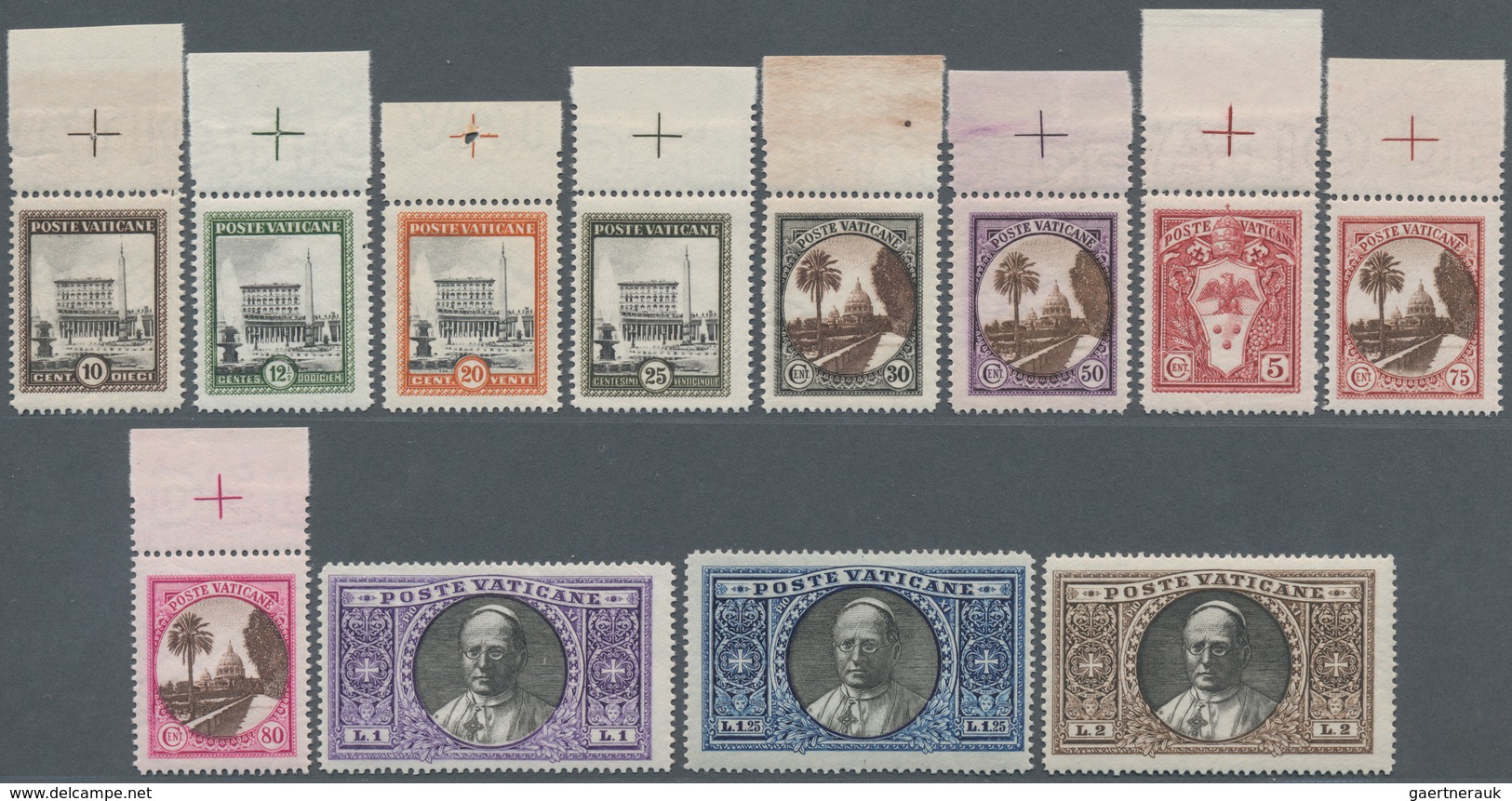 Vatikan: 1933, Freimarken, Perfekt Zentrierte Luxusserie 14x Oberrand, Postfrisch (Sassone Für "offi - Unused Stamps