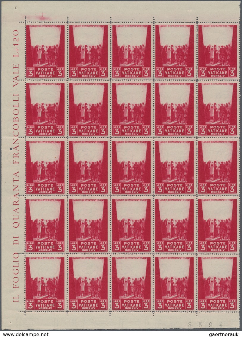 Vatikan: 1945, Relief Organisation For The Victims Of War 3l. Dark Carmine With MISSING BACKGROUND I - Unused Stamps