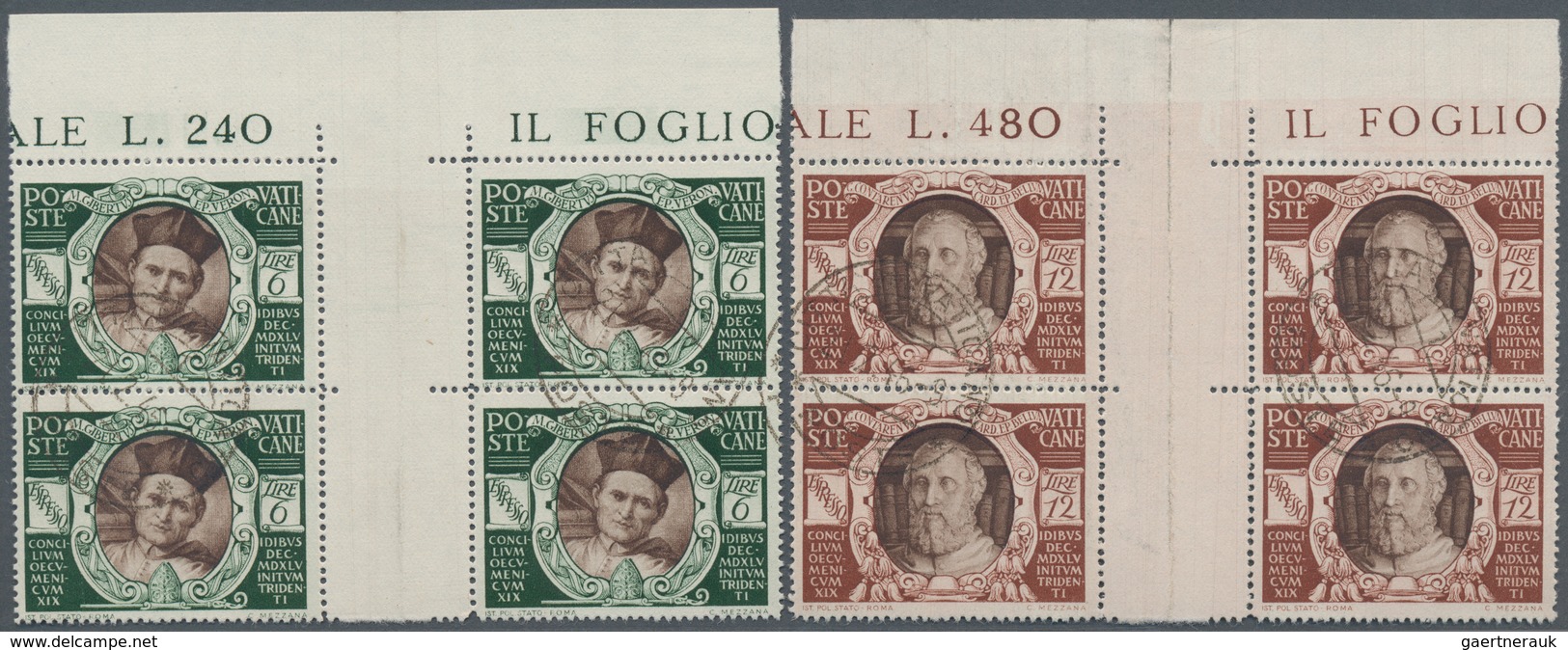 Vatikan: 1946, 400. Jahrestag Des Tridentinischen Konzils, Tadelloser Rand-Viererblock-Satz Mit Zwis - Unused Stamps