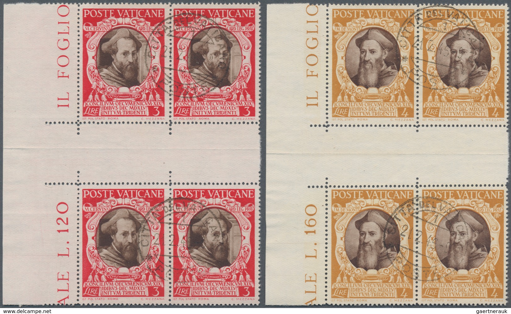 Vatikan: 1946, 400. Jahrestag Des Tridentinischen Konzils, Tadelloser Rand-Viererblock-Satz Mit Zwis - Unused Stamps