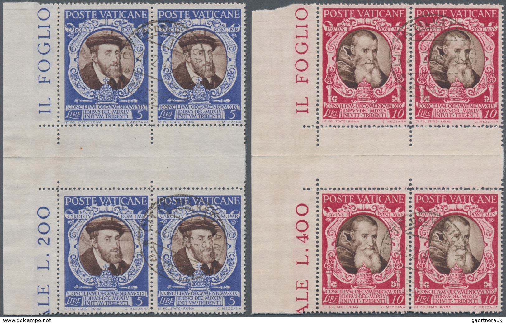 Vatikan: 1946, 400. Jahrestag Des Tridentinischen Konzils, Tadelloser Rand-Viererblock-Satz Mit Zwis - Unused Stamps