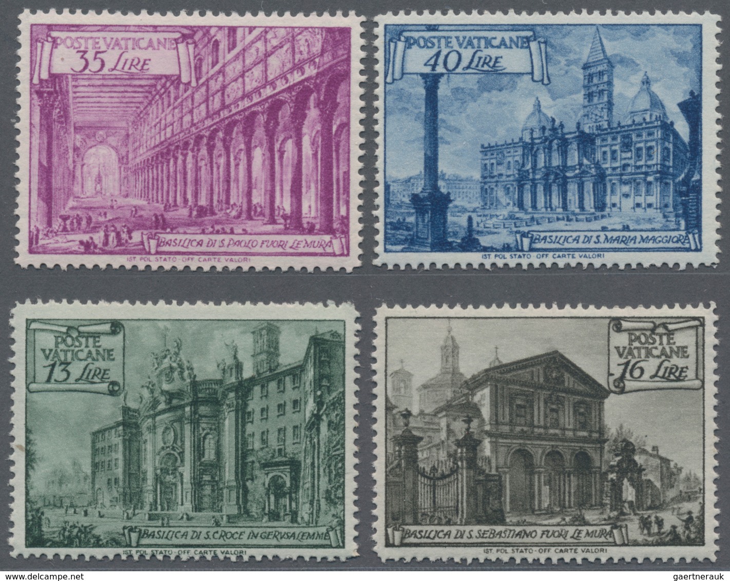 Vatikan: 1948: Basilika Series, ESSAYS/PROOFS In Different Values Then Later Issued. 11 Values, 1 L - Ongebruikt