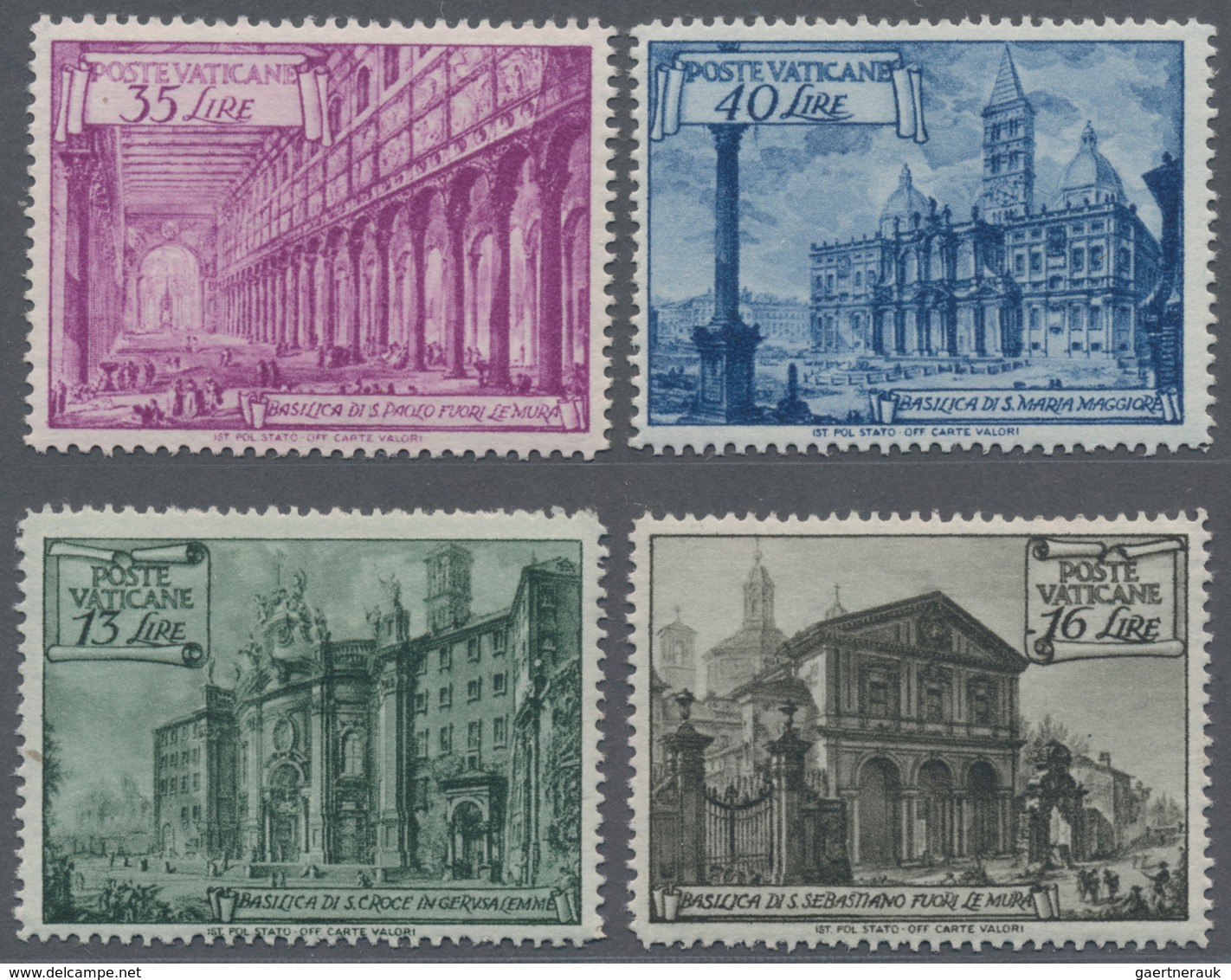 Vatikan: 1948: Basilika Series, ESSAYS/PROOFS In Different Values Then Later Issued. 11 Values, 1 L - Unused Stamps