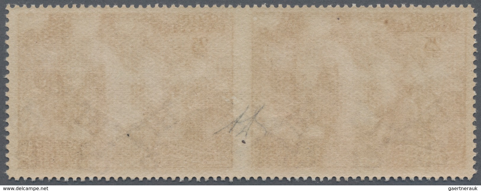 Vatikan: 1951, Council Of Chalcedon, 25l. Red-brown, Horizontal Pair Showing Variety "imperforate In - Ungebraucht