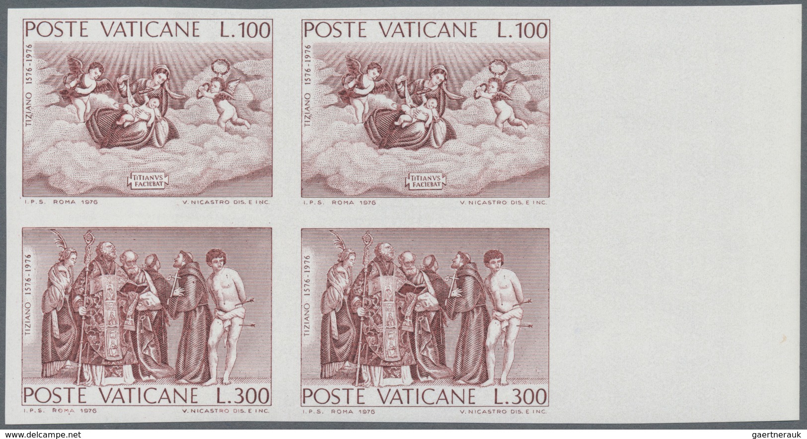 Vatikan: 1976, 400th Anniversary Of Death Of Tizian Set Of Two (paintings Showing Virgin With Child - Unused Stamps