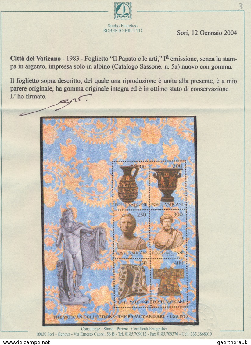 Vatikan: 1983, Exhibition Of Vatican Art In USA Miniature Sheet With SILVER OMITTED (Country Name At - Unused Stamps