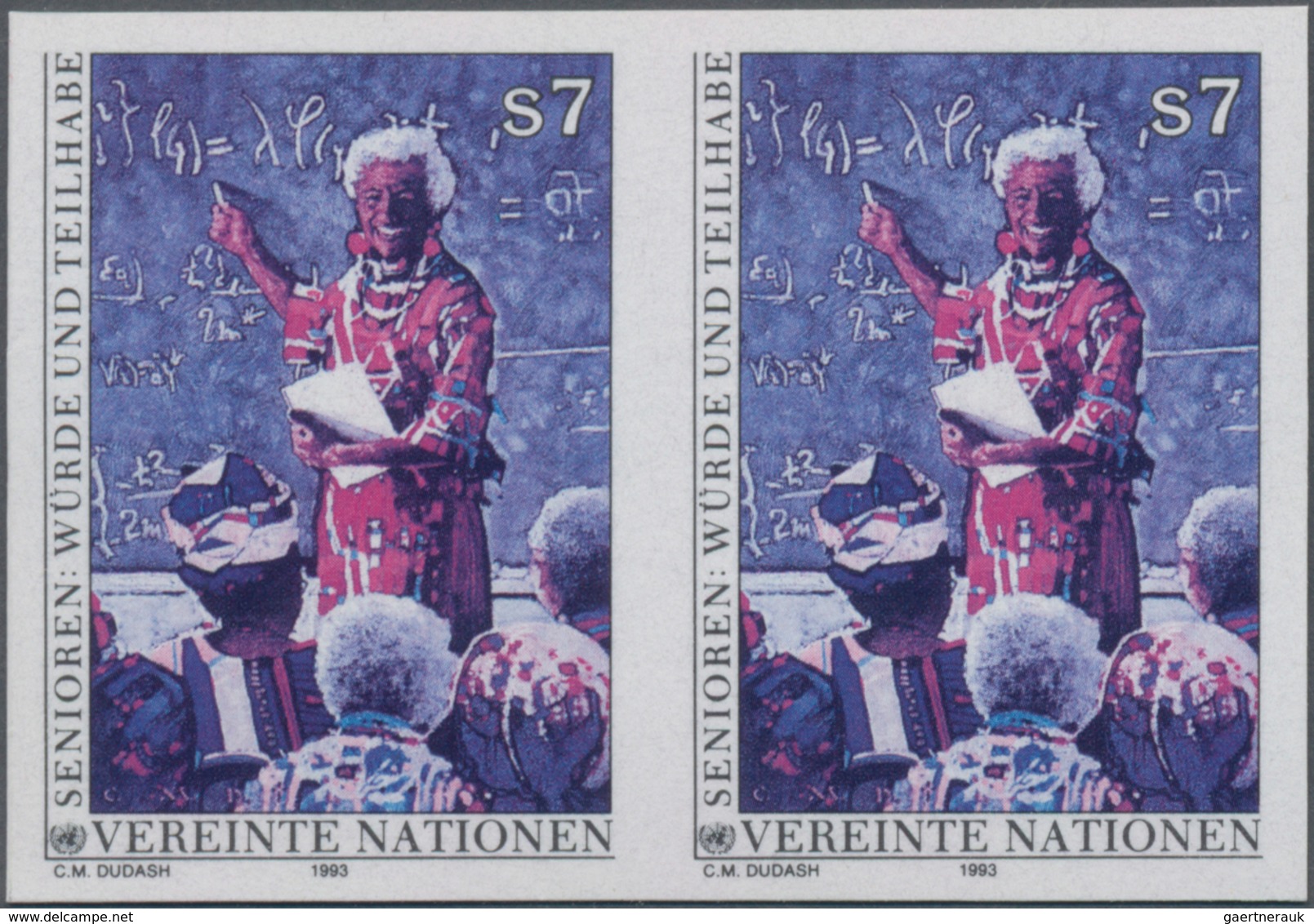 Vereinte Nationen - Wien: 1993, Würde Und Teilhabe Für Senioren 7 S. 'Seniorin Erteilt Unterricht' I - Unused Stamps