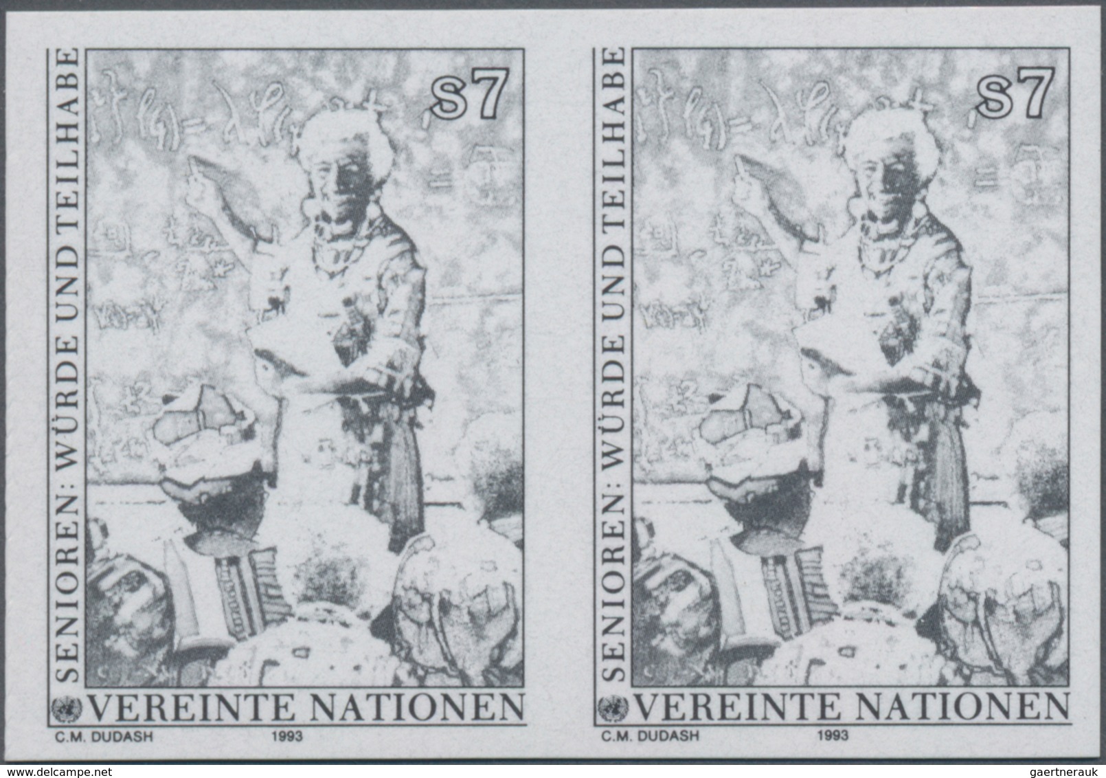 Vereinte Nationen - Wien: 1993, Würde und Teilhabe für Senioren 7 S. 'Seniorin erteilt Unterricht' i