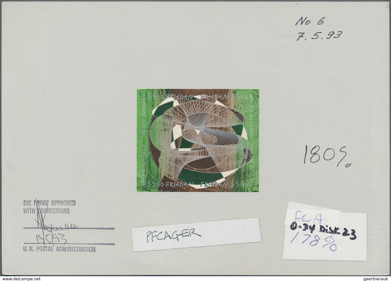 Vereinte Nationen - Wien: 1993, Weltfriedenstag ZD.-Viererblock (4 X S 5,50) Als UNGEZÄHNTER PROBEDR - Unused Stamps