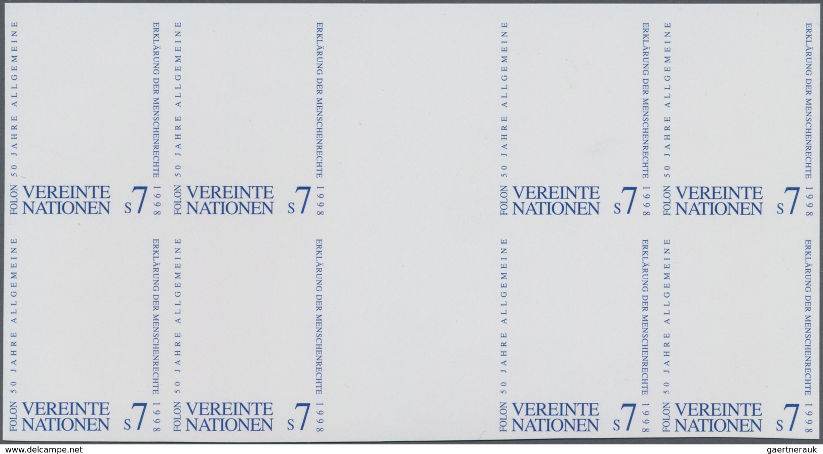 Vereinte Nationen - Wien: 1998, 50. Jahrestag Der Allgemeinen Erklärung Der Menschenrechte 7 S. 'Zah - Unused Stamps