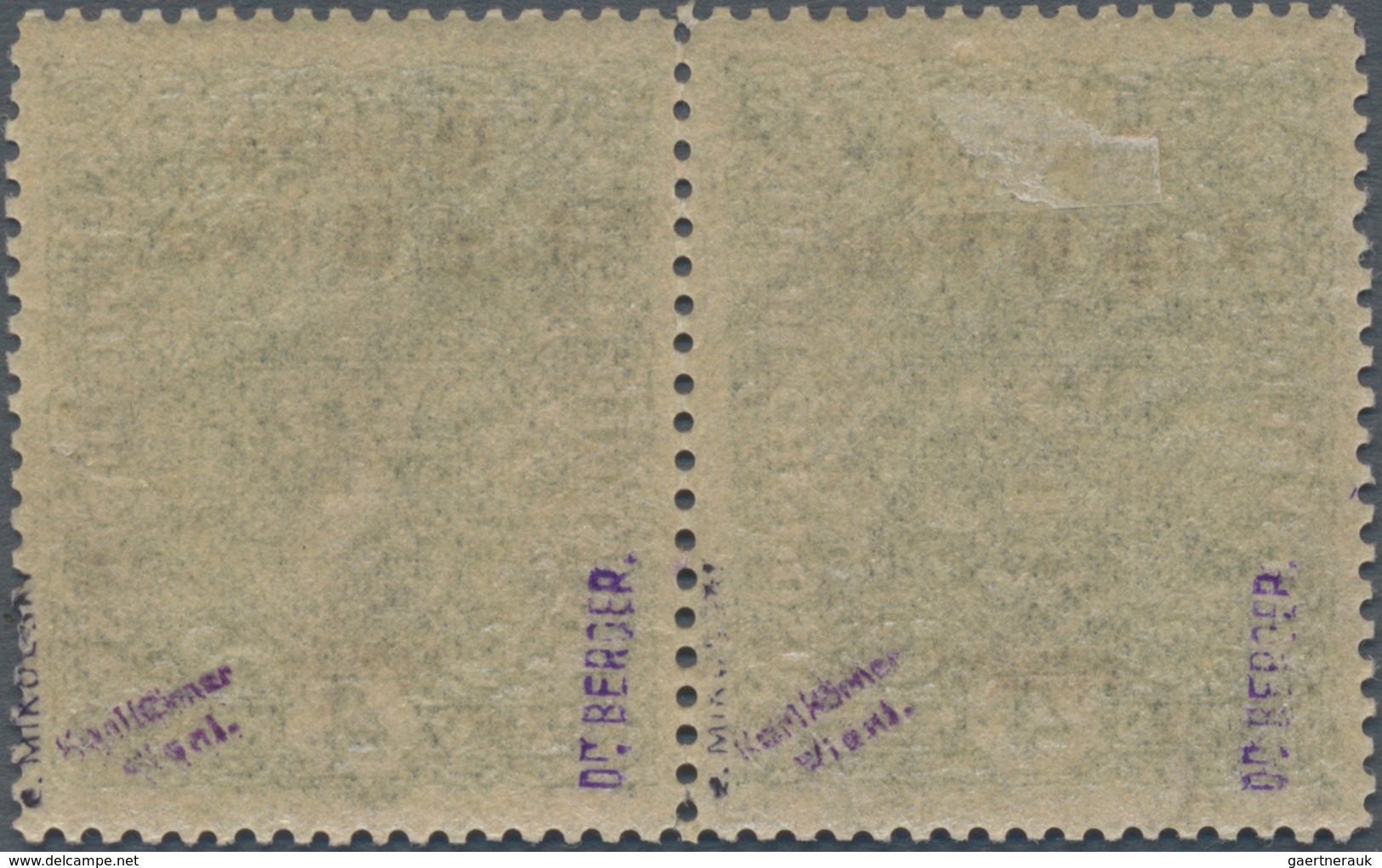 Westukraine: 1919, 4kr. Olive Green In Pair, Mint Copys, Right Stamp Has "no Dot After 'H'", MH, Sig - Ucraina