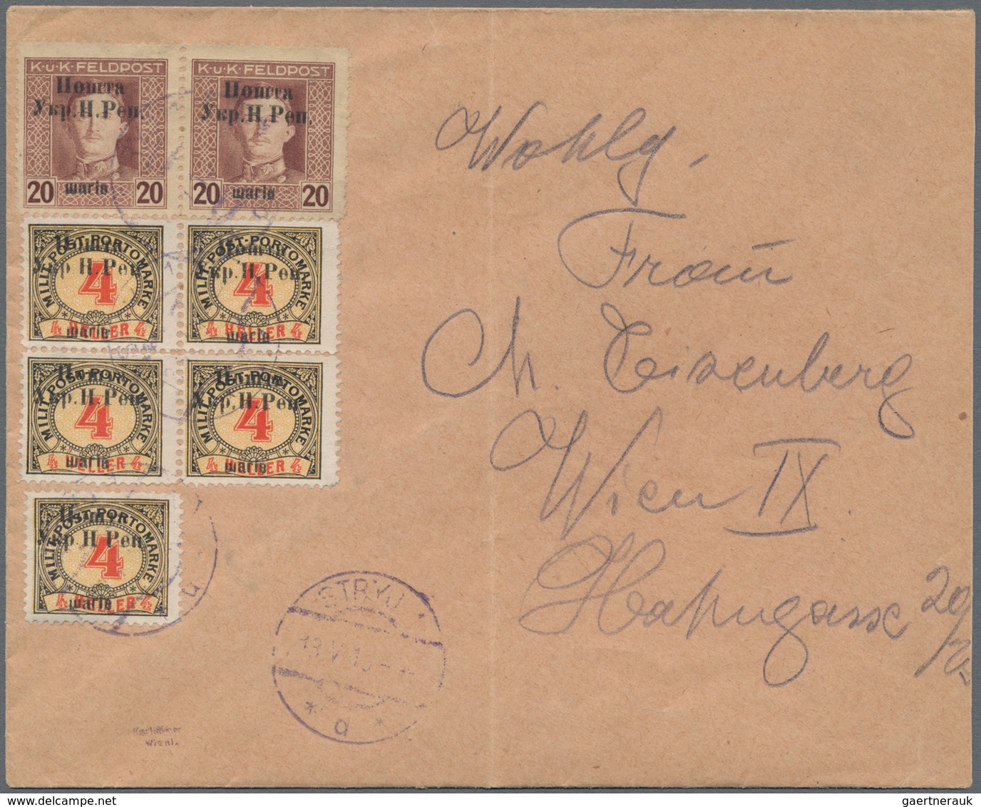 Westukraine: 1919, Overprint On 4 H. Postage Etc. On Cover. Very Rare Usage Of The Corrected Plate ( - Ukraine
