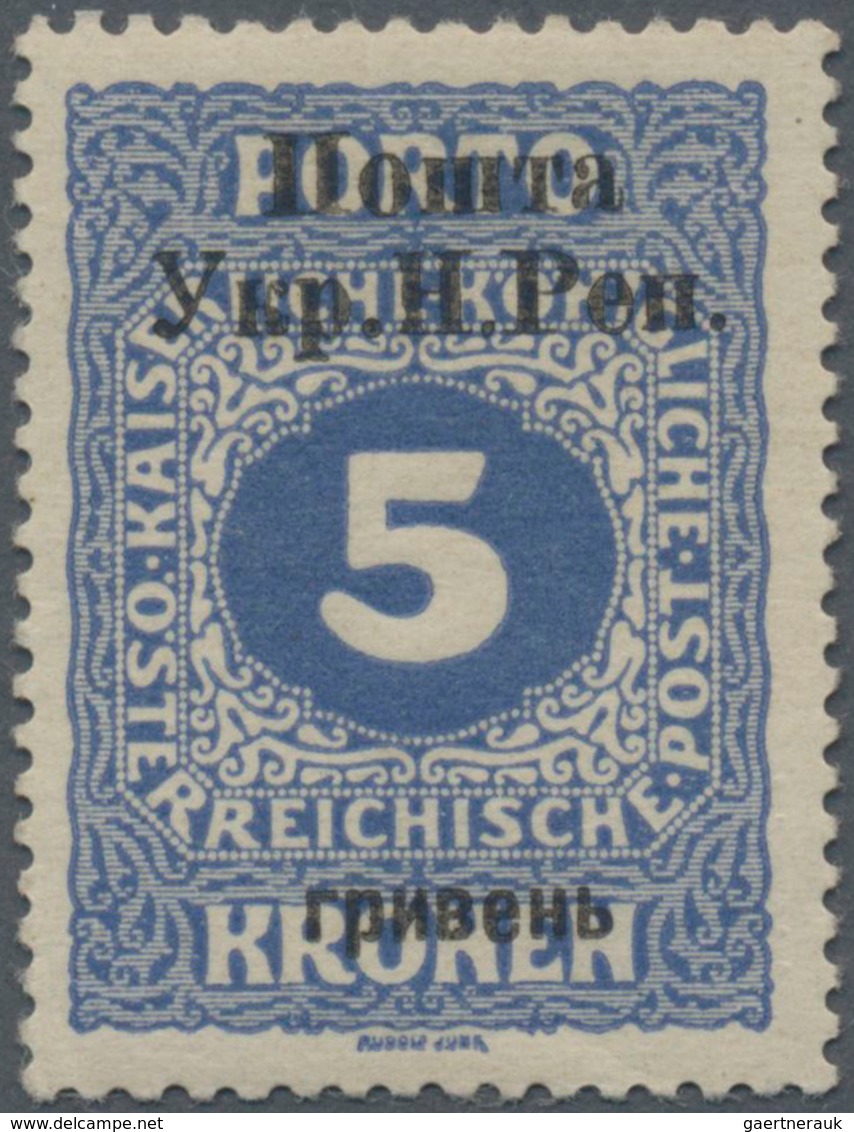 Westukraine: 1919, Overprint On 5 Kr. Ultramarine, Very Fresh, Tiny Virtually Invisible Spot Of Hing - Oekraïne