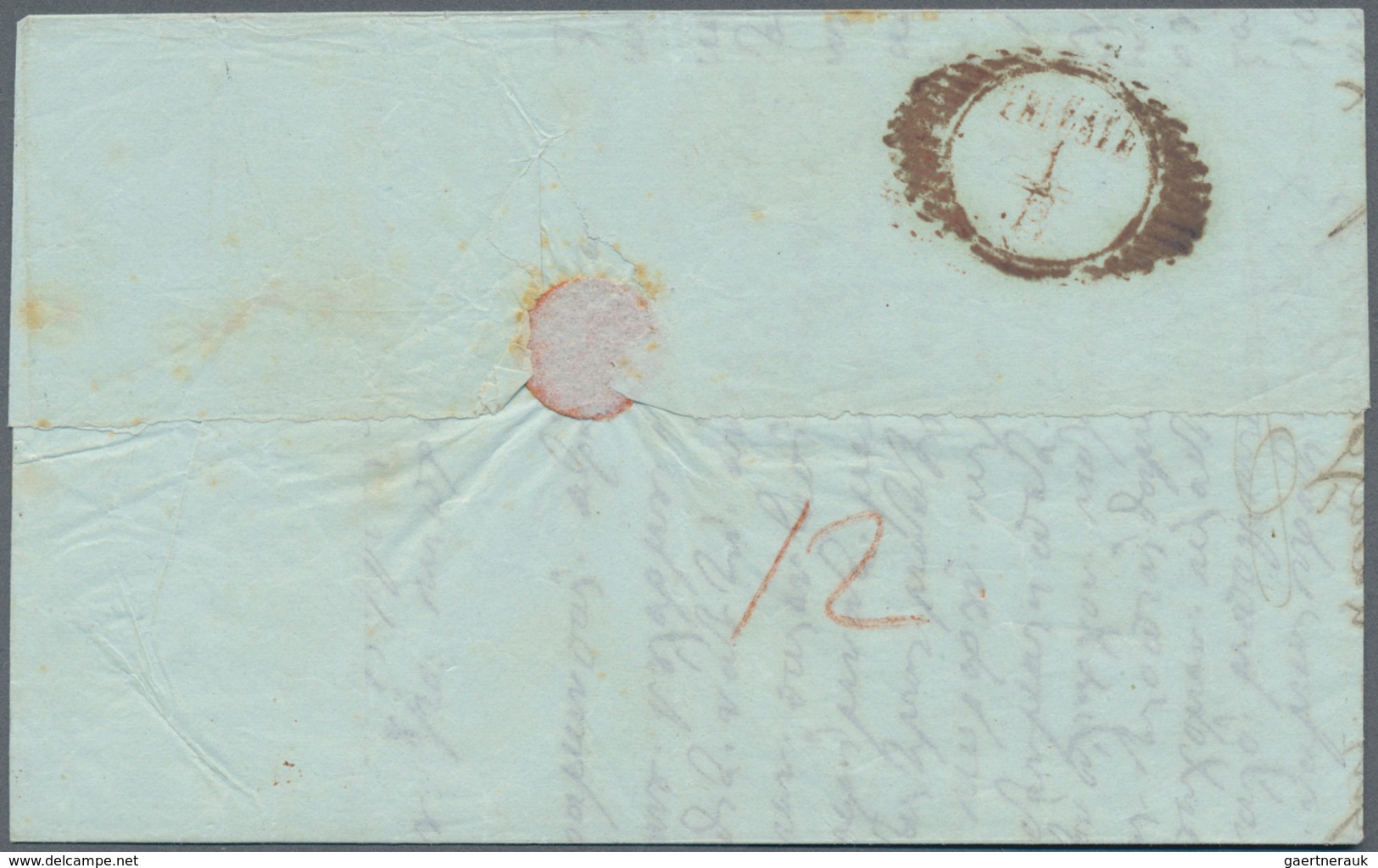 Zypern - Vorläufer: 1852, Folded Envelope From "LARNACA 21/LUG" Clear Black Twoliner, With "FRANCA" - Andere & Zonder Classificatie