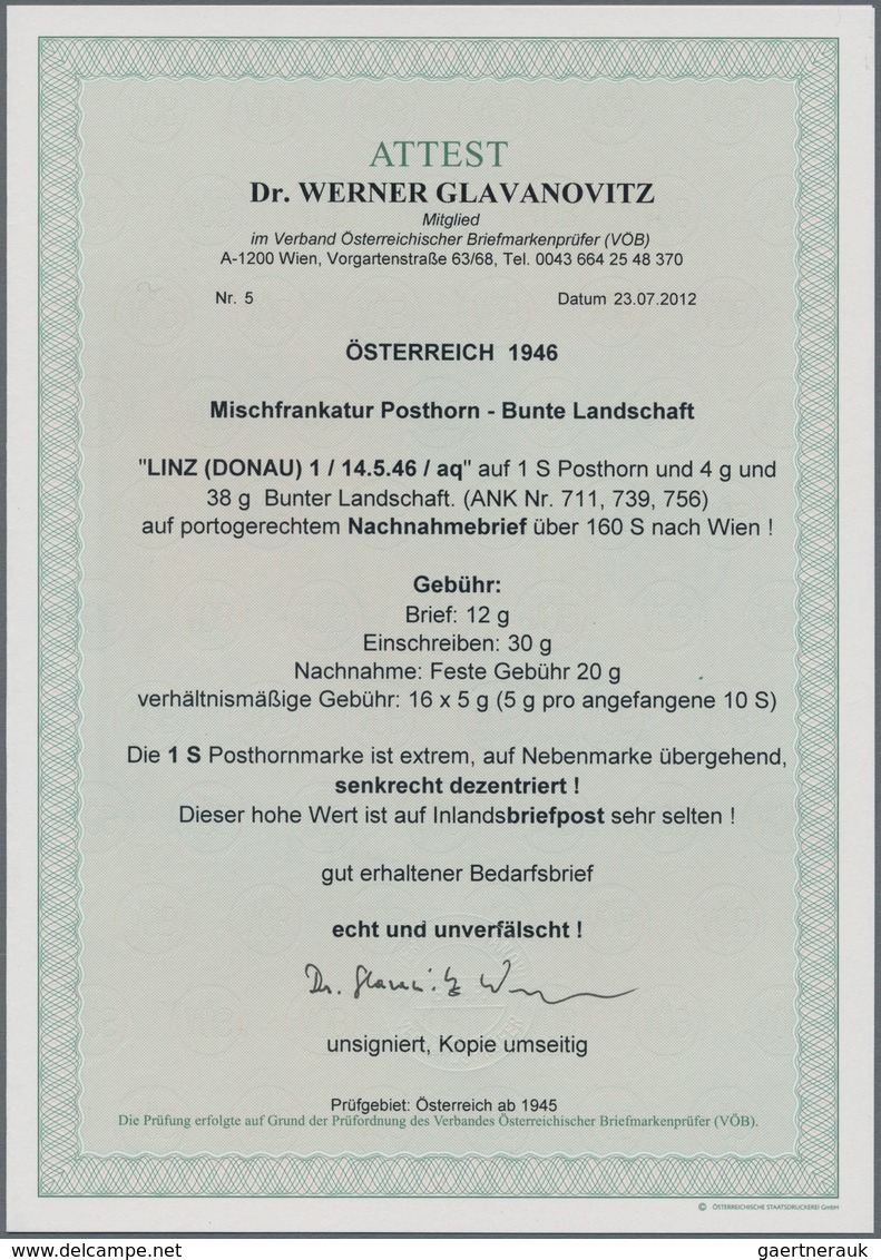 Österreich: 1946, 1 S Violett 'Posthorn', Senkrecht Stark Verzähnt (Landesname Oben Statt Unten), Zu - Gebruikt