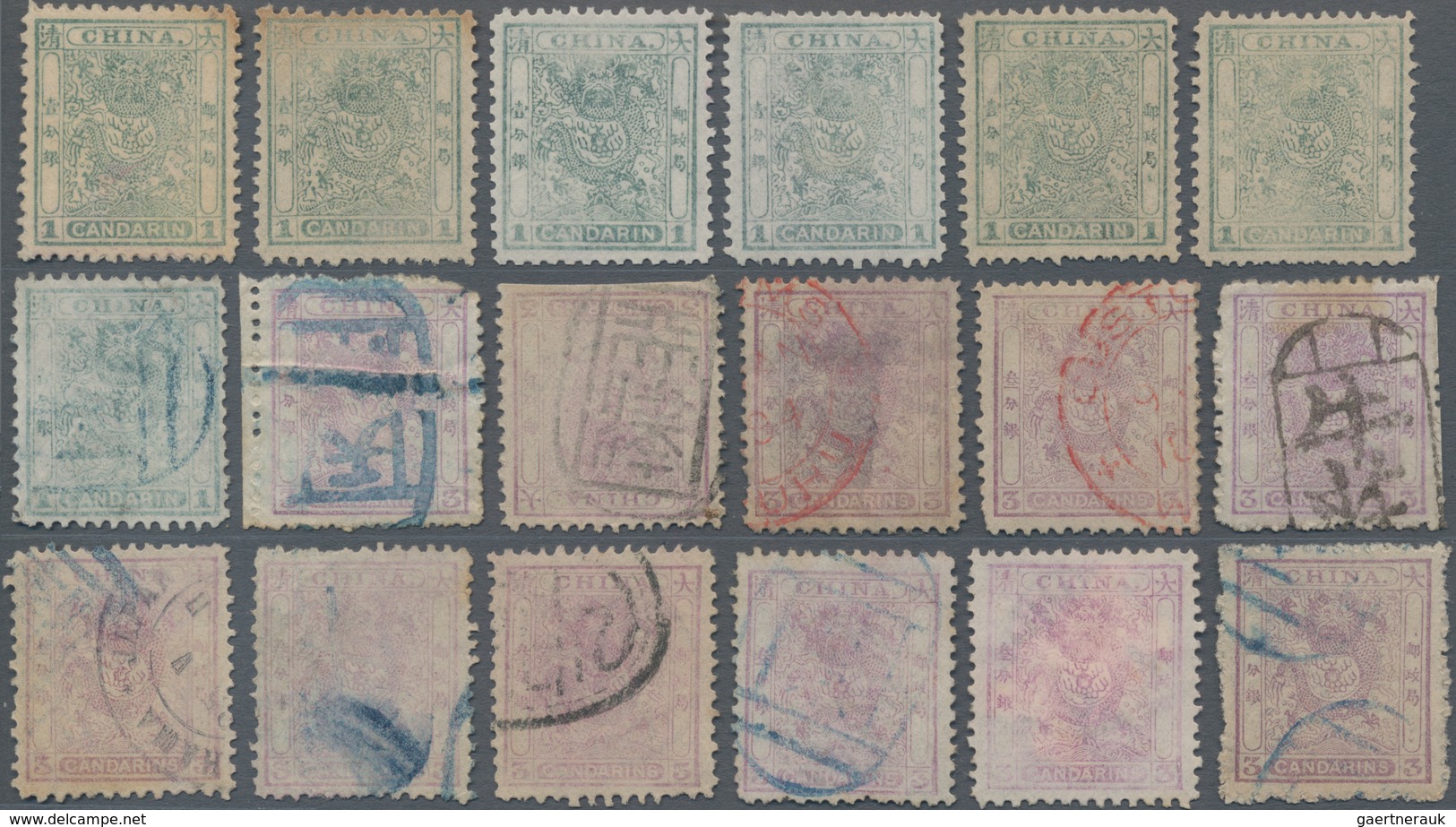 China: 1883/88, Small Dragon 1 Ca. (7) Unused No Gum Resp. Used; 3 Ca. Used (13 Inc. Two Pairs) And - 1912-1949 République