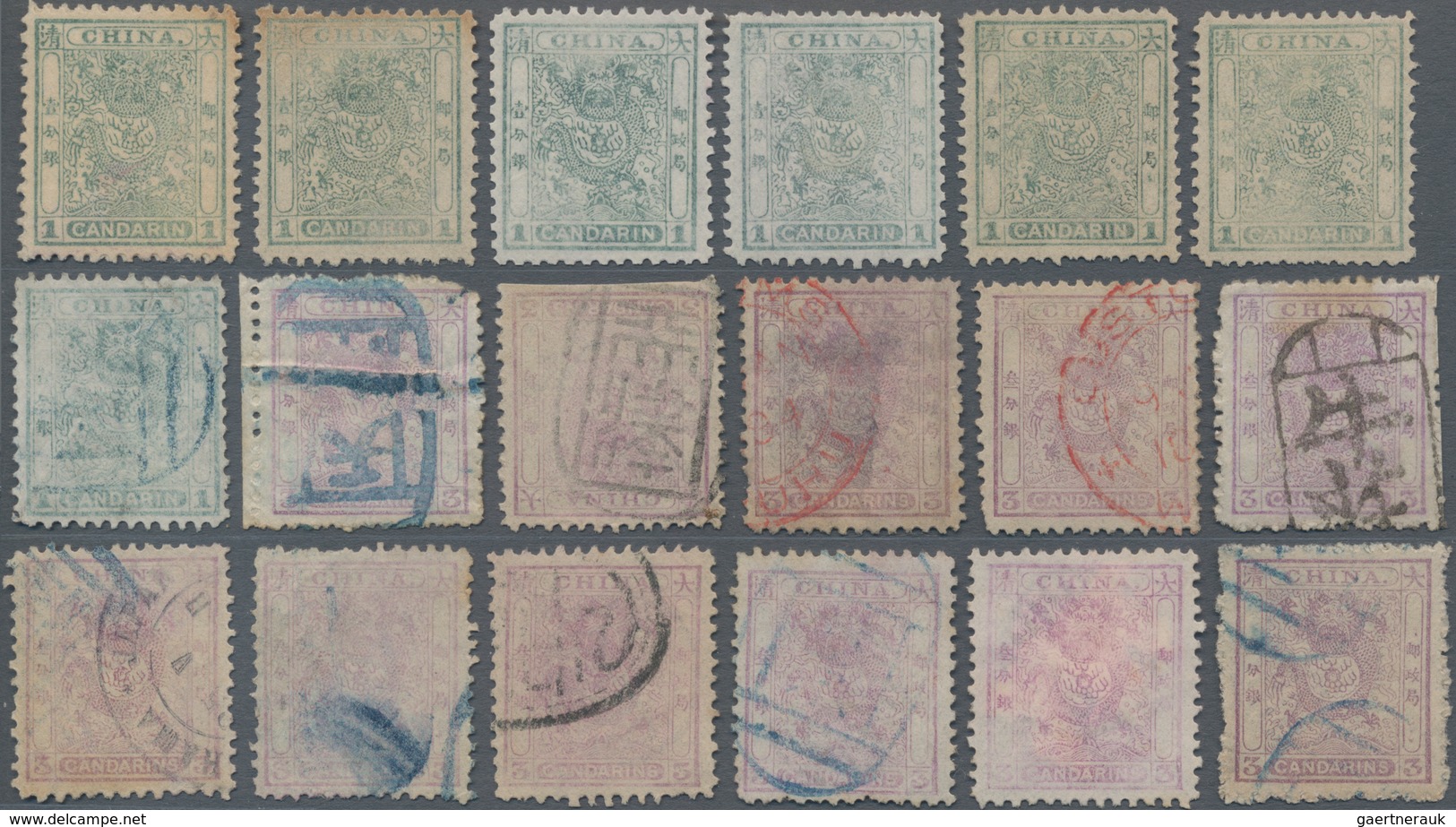 China: 1883/88, Small Dragon 1 Ca. (7) Unused No Gum Resp. Used; 3 Ca. Used (13 Inc. Two Pairs) And - 1912-1949 Republic