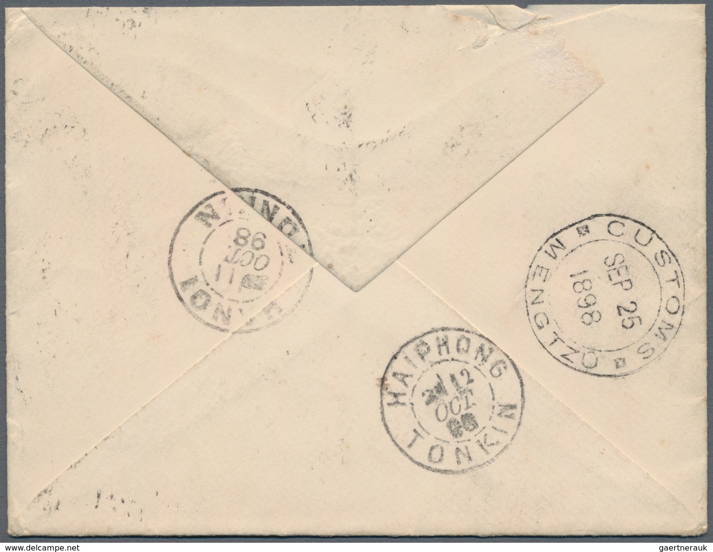 China: 1897, "CUSTOMS SZEMAO SEP 15 1898" In Brown On Cover Via "CUSTOMS MENGTSZ SEP 26 1898" In Com - 1912-1949 République