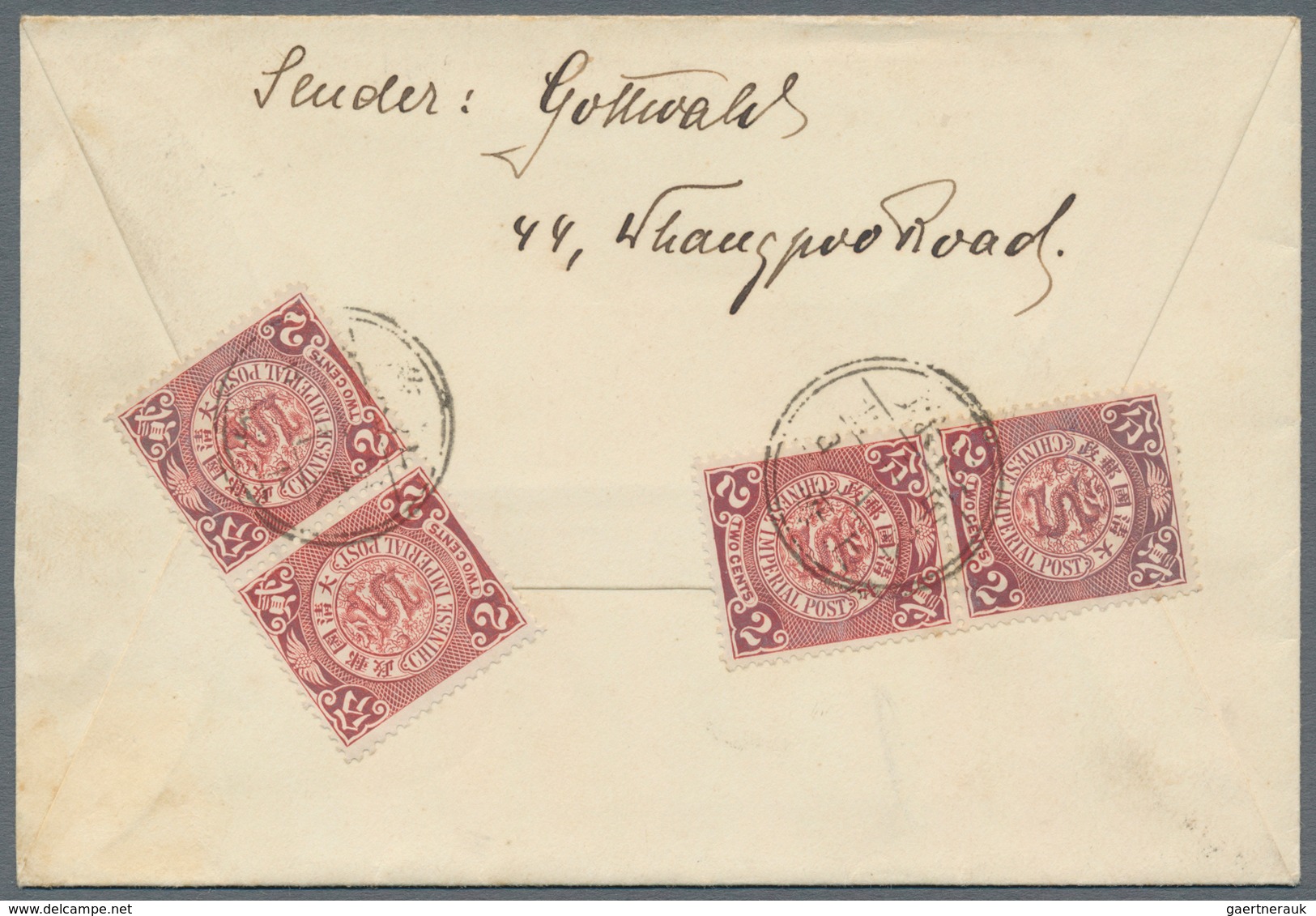 China: 1904, Coiling Dragon 2 C. (4, Two Pairs) Tied Lunar Dater "Chekiang Shanghai -.3.15" To Rever - 1912-1949 República