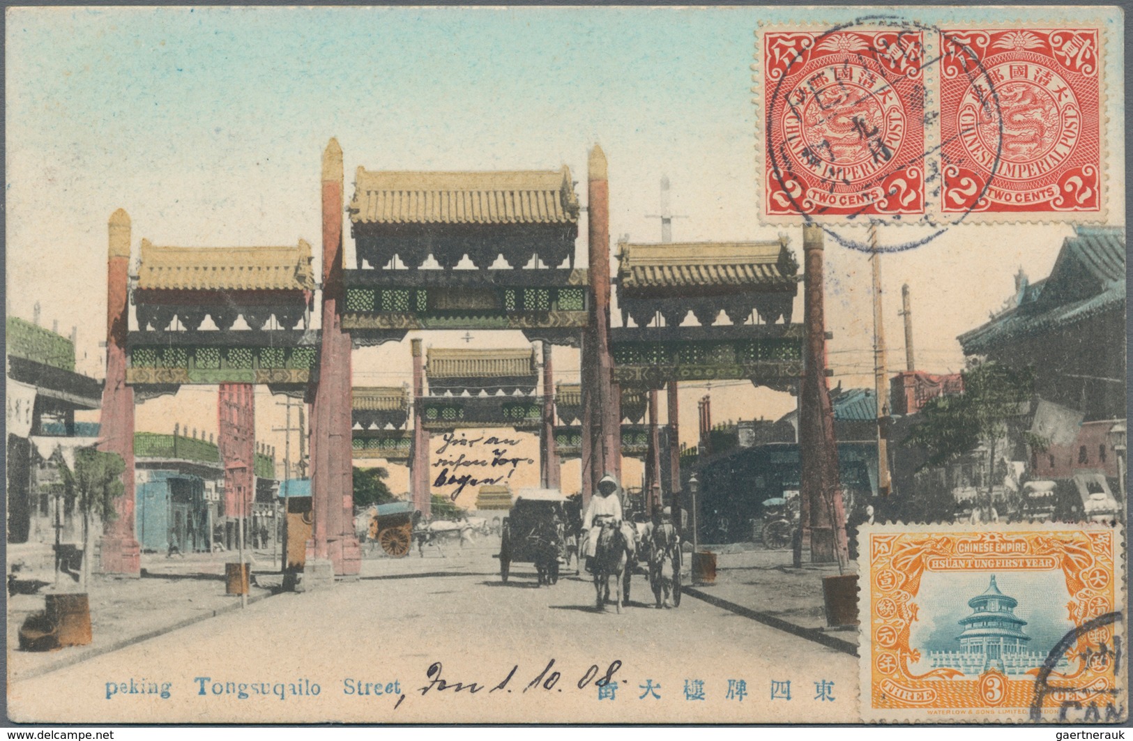 China: 1902/09, Coiling Dragons On Ppc (5) From Shanghai (4) Or Peking (1) To Austria, France Or Ger - 1912-1949 Republic