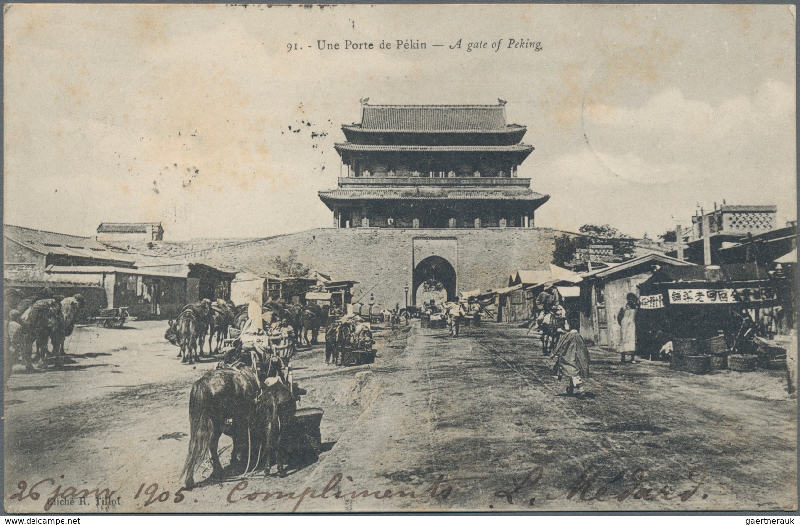 China: 1902, Coiling Dragon 4 C. Dark Brown Tied Bisected Bilingual "PAGODA ANCH. 26 JAN 05" To Ppc - 1912-1949 République