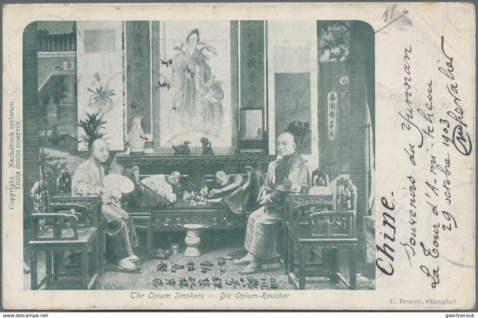 China: 1902, Coiling Dragon 4 C. Brown Tied Bisected Bilingual "MENGTSZ 1 NOV 03" Via French Office - 1912-1949 République