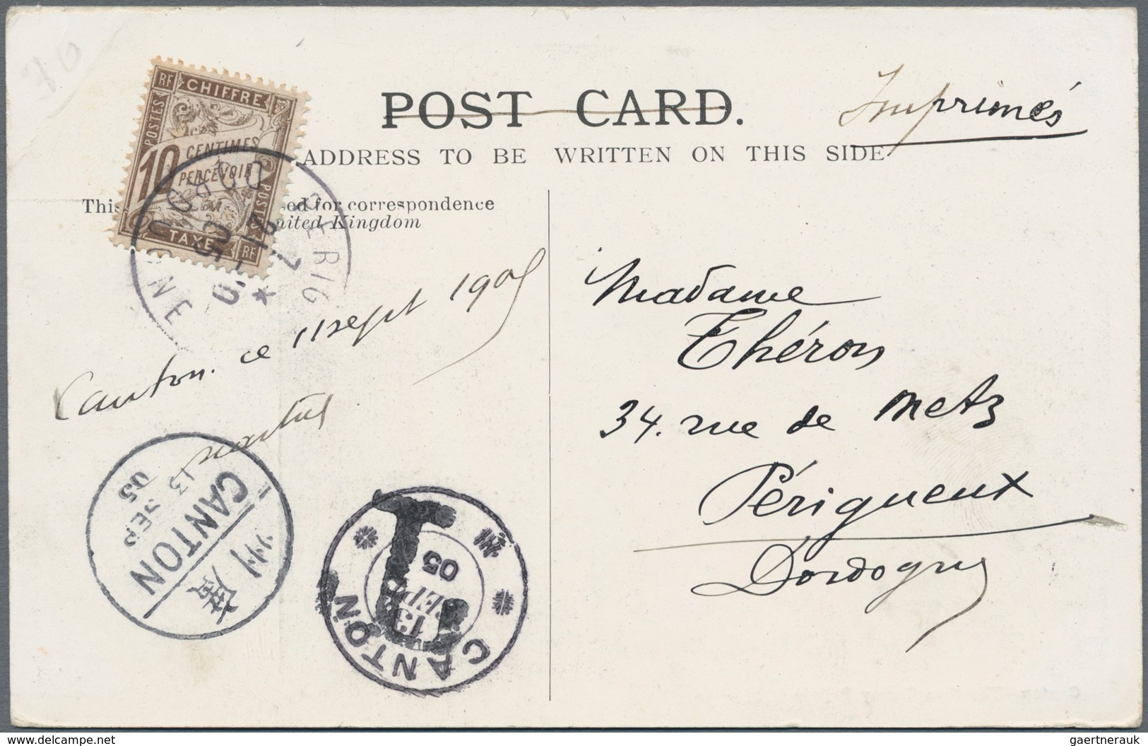 China: 1902, Coiling Dragon 4 C. Brown Uncancelled On Viewsite Of Ppc Endorsed "printed Matter" From - 1912-1949 República