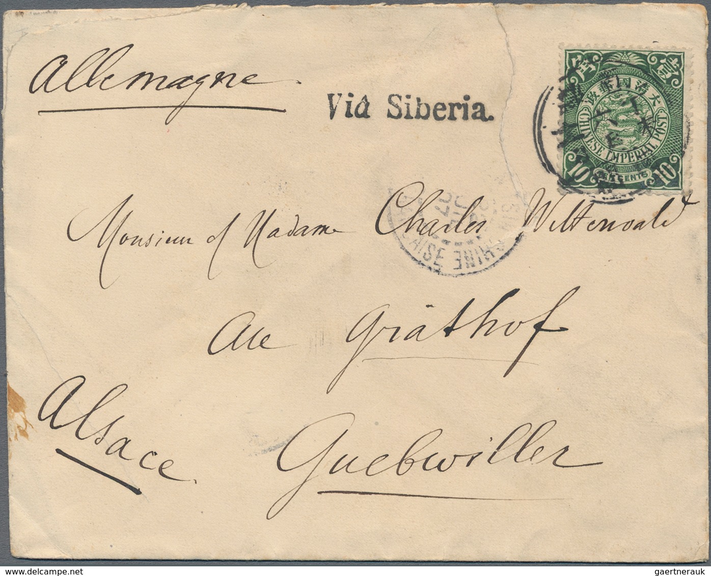 China: 1902, Coiling Dragon 10 C. Tied Lunar Dater "Chihli Hokien -.6.11" To Small Size Cover W. Han - 1912-1949 République