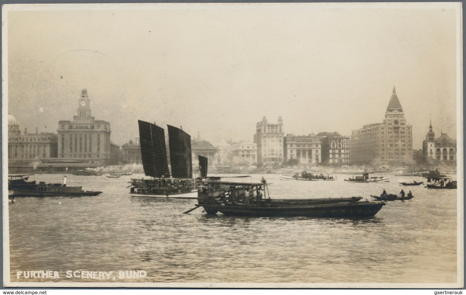 China: 1905/35 (ca.), 8 postcards depicting Shanghai, 2 unused and 6 used, bearing mostly the Junk a