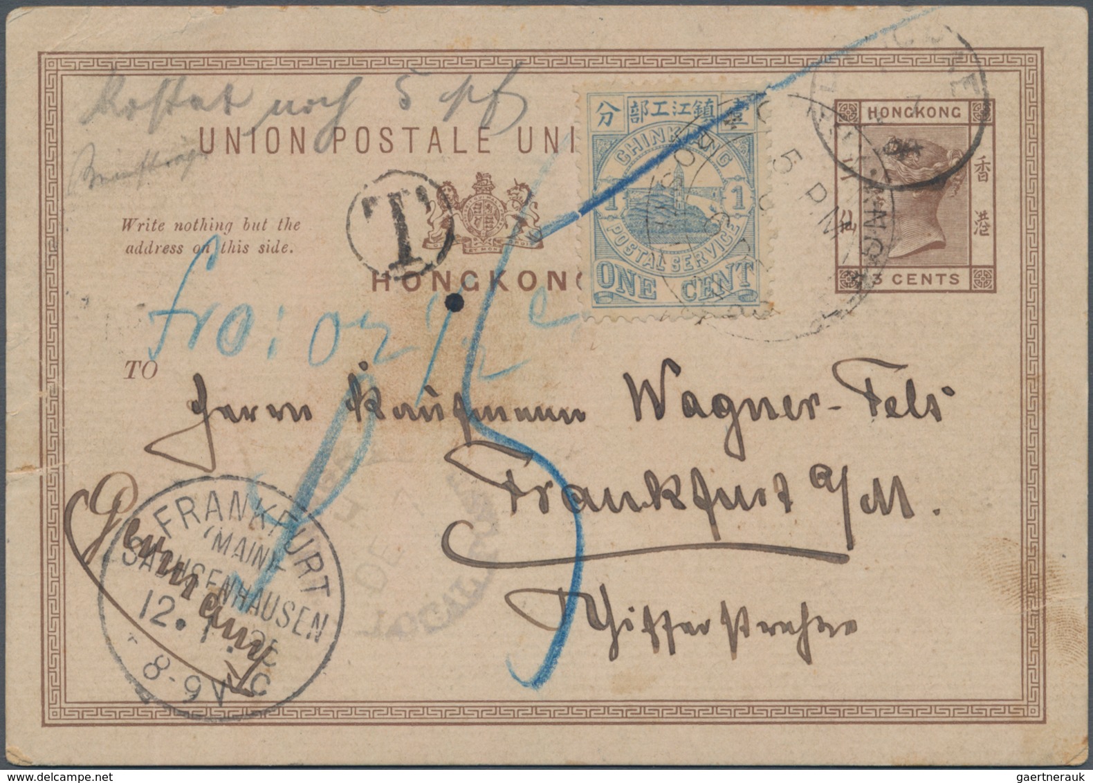 China - Lokalausgaben / Local Post: Chinkiang, 1894, 1 C. Light Blue Tied "CHINKIANG LOCAL POST 9(4) - Other & Unclassified