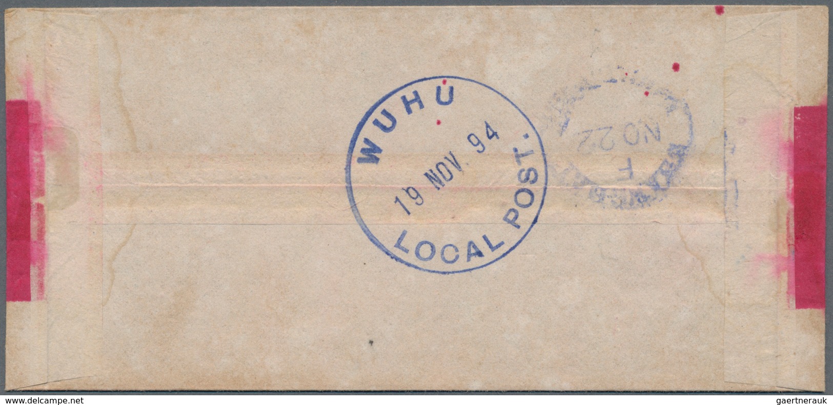 China - Lokalausgaben / Local Post: Wuhu, 1894, 6 C. Prussian Blue Tied Blue ""WUHU 19 NOV 94" To Re - Other & Unclassified