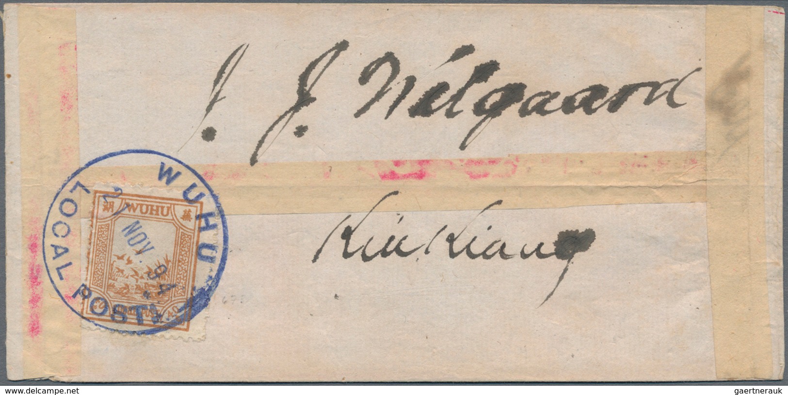 China - Lokalausgaben / Local Post: Wuhu, 1894, 40 C. Yellowish Brown Tied Blue "WUHU 21 NOV 94" To - Other & Unclassified