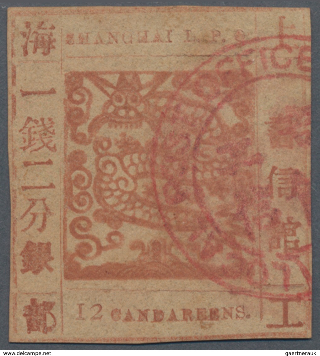 China - Shanghai: 1865, "Candareens." In The Plural, With Roman "I" Numeral, 12 Cands. Terra-cotta B - Other & Unclassified