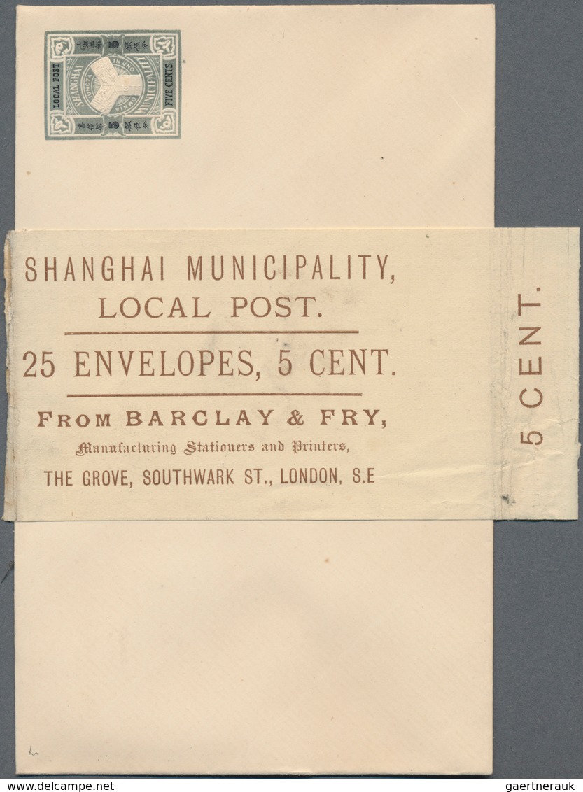 China - Shanghai: 1894, Stationery, Envelope 5 C. Mint With Printers Banderole "25 ENVELOPES, 5 CENT - Autres & Non Classés