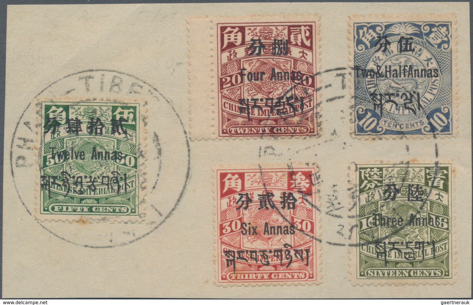 China - Provinzausgaben - Chinesische Post In Tibet (1911): 1911, Surcharges Used: On 1 C., 2 C. (on - Xinjiang 1915-49