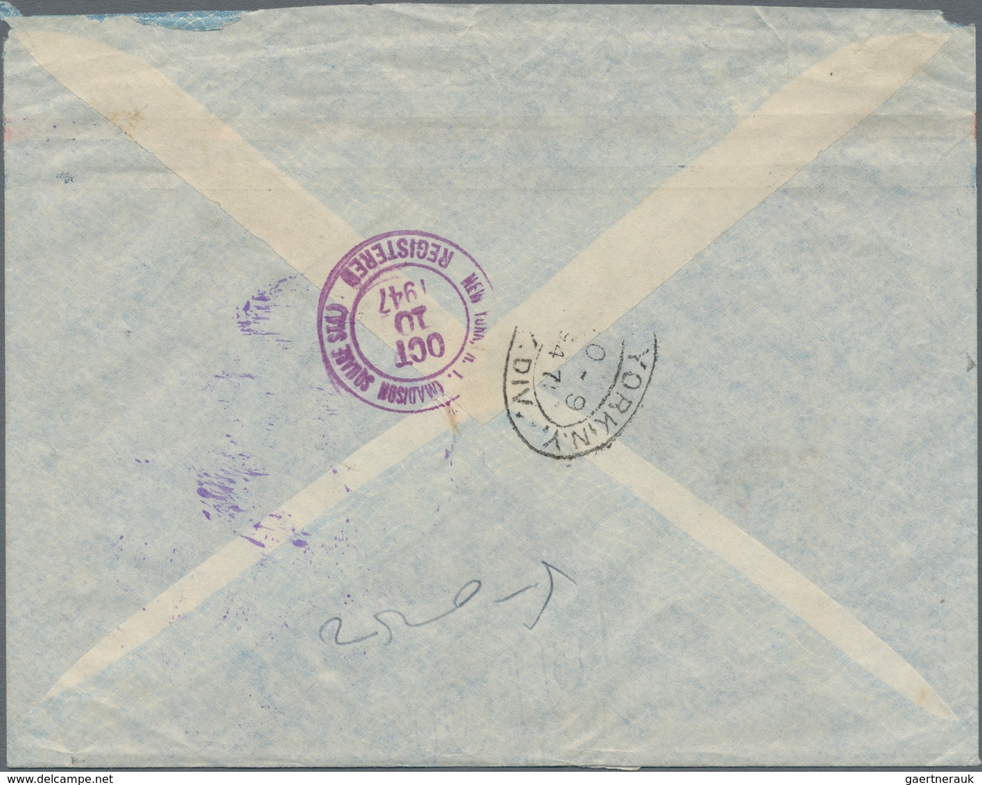 China - Flugpost: 1947, FFC CNAC To USA W. Large Violet "CHINA-USA DIRECT AIR MAIL SHANGHAI 6.10.47" - Other & Unclassified