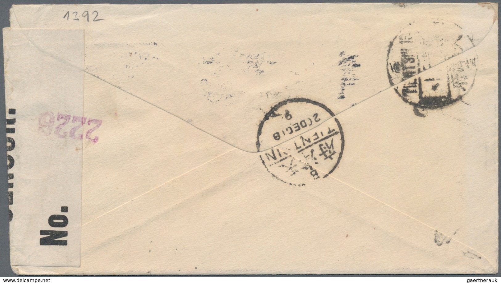 China - Incoming Mail: 1918, USA, Stationery Envelope 5 C. "NEW YORK CITY HALL STA. NOV 1 1918" To T - Other & Unclassified