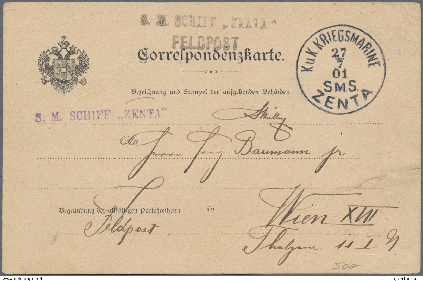 China - Fremde Postanstalten / Foreign Offices: Austro-Hungarian Navy Units In Boxer Upheaval, 1901, - Autres & Non Classés