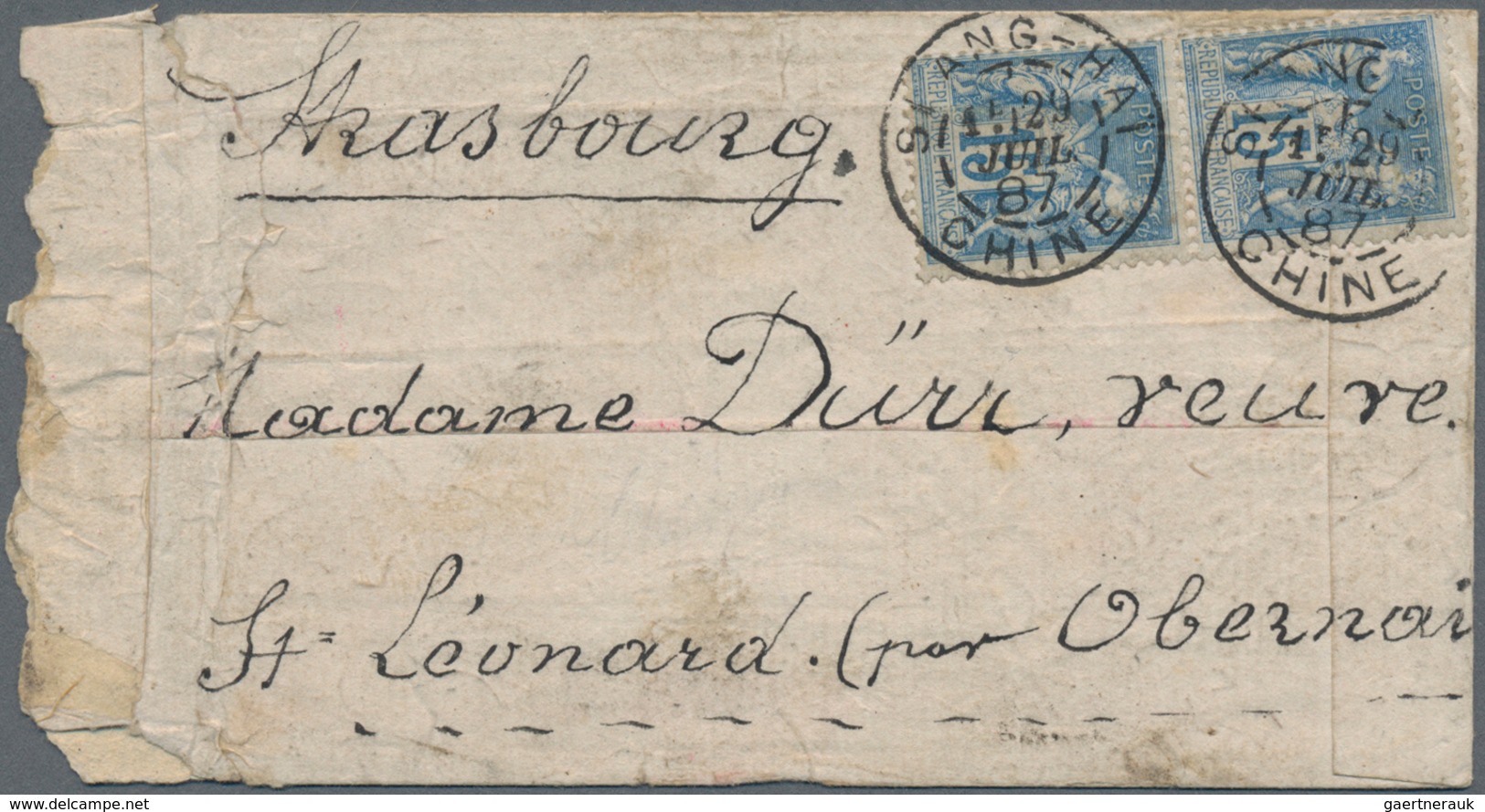 China - Fremde Postanstalten / Foreign Offices: France, 1887, Forerunners, Unovpt. Type Sage 15 C. B - Other & Unclassified