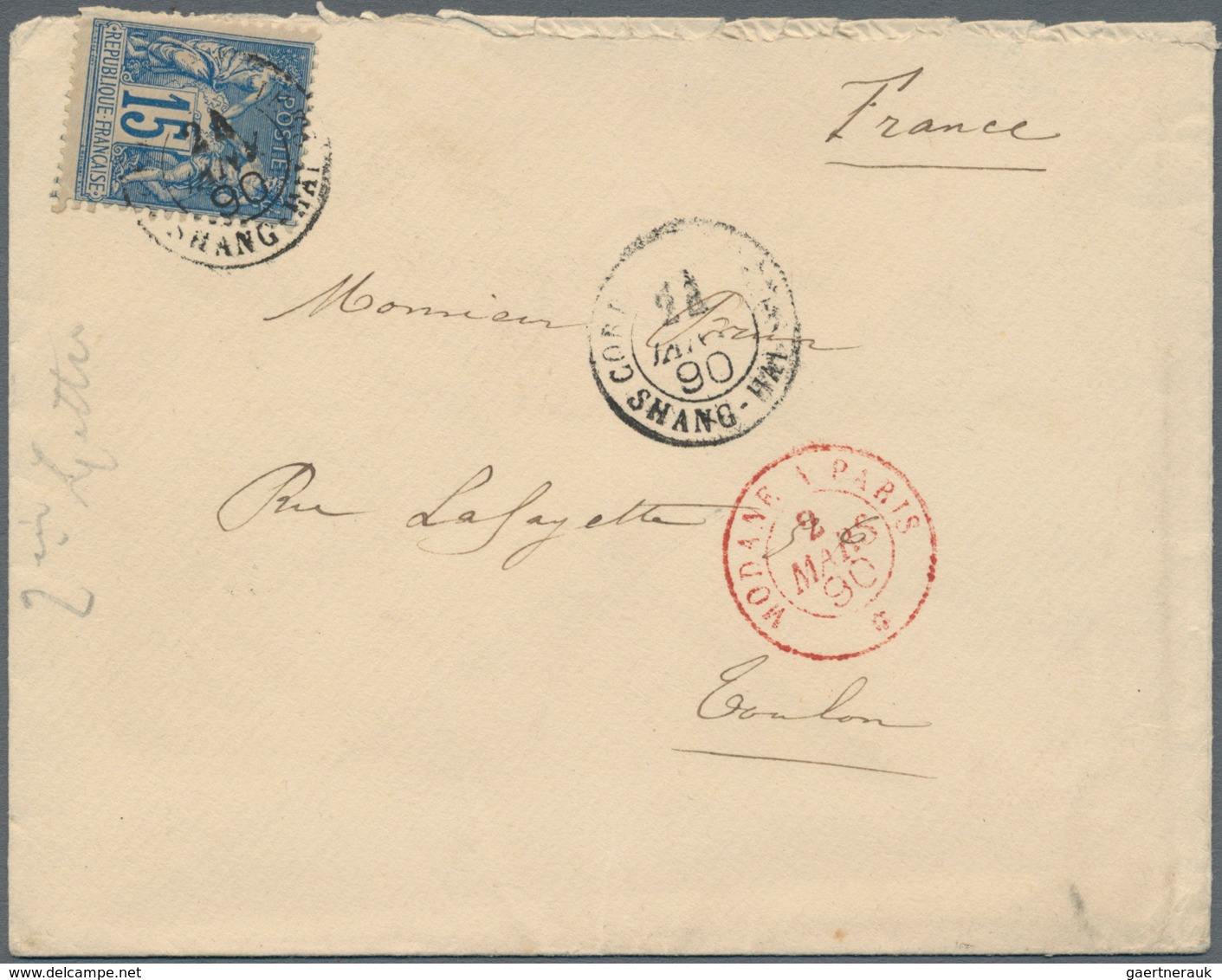 China - Fremde Postanstalten / Foreign Offices: France, 1890, Shanghai Military Mail Office, Forerun - Autres & Non Classés
