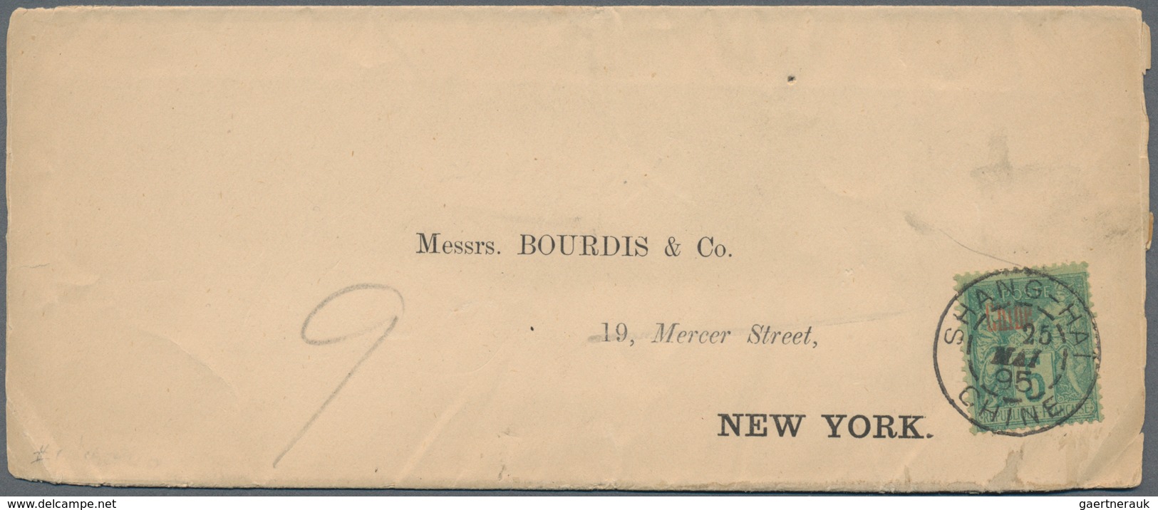 China - Fremde Postanstalten / Foreign Offices: France, 1894, Ovpt. "Chine" In Red On 5 C. Tied "SHA - Autres & Non Classés