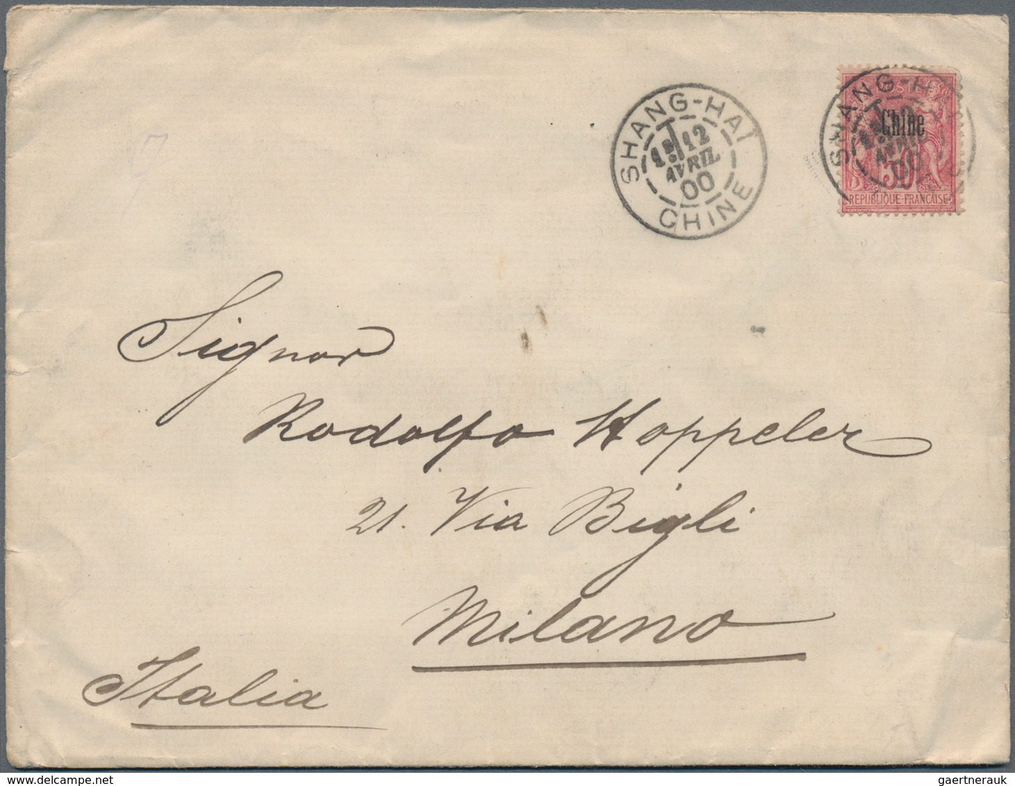 China - Fremde Postanstalten / Foreign Offices: France, 1894, Ovpt. "Chine" In Black On 50 C. Tied " - Other & Unclassified