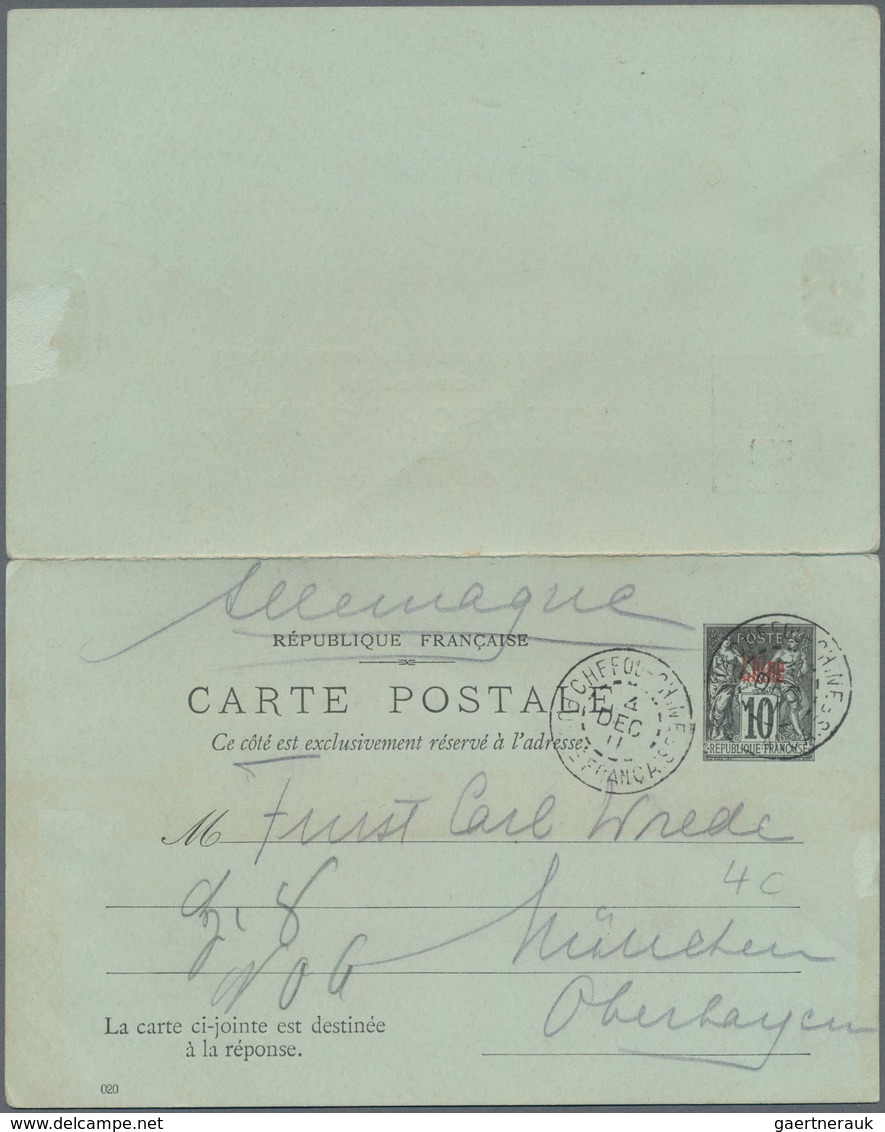 China - Fremde Postanstalten / Foreign Offices: France, 1901, UPU Reply Card 10 C. Canc. "CHEFOU 4 D - Autres & Non Classés
