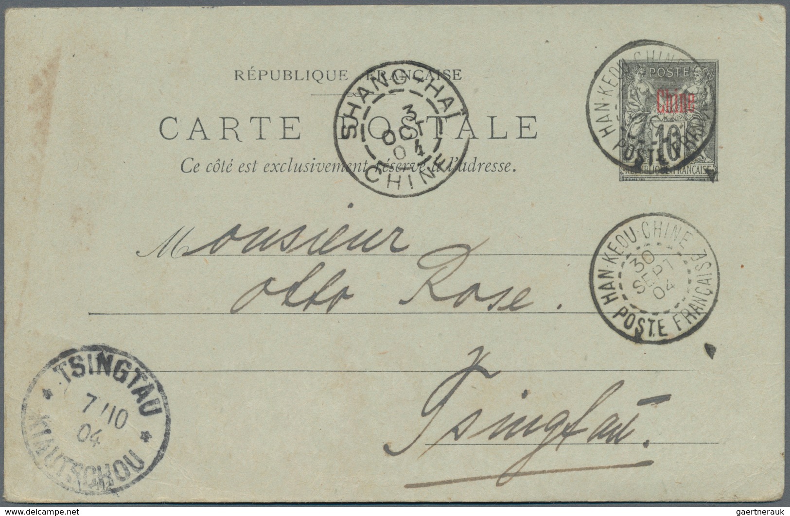 China - Fremde Postanstalten / Foreign Offices: France, 1904, Card 10 C. Canc. "HANKEOU 30 SEPT 04" - Autres & Non Classés