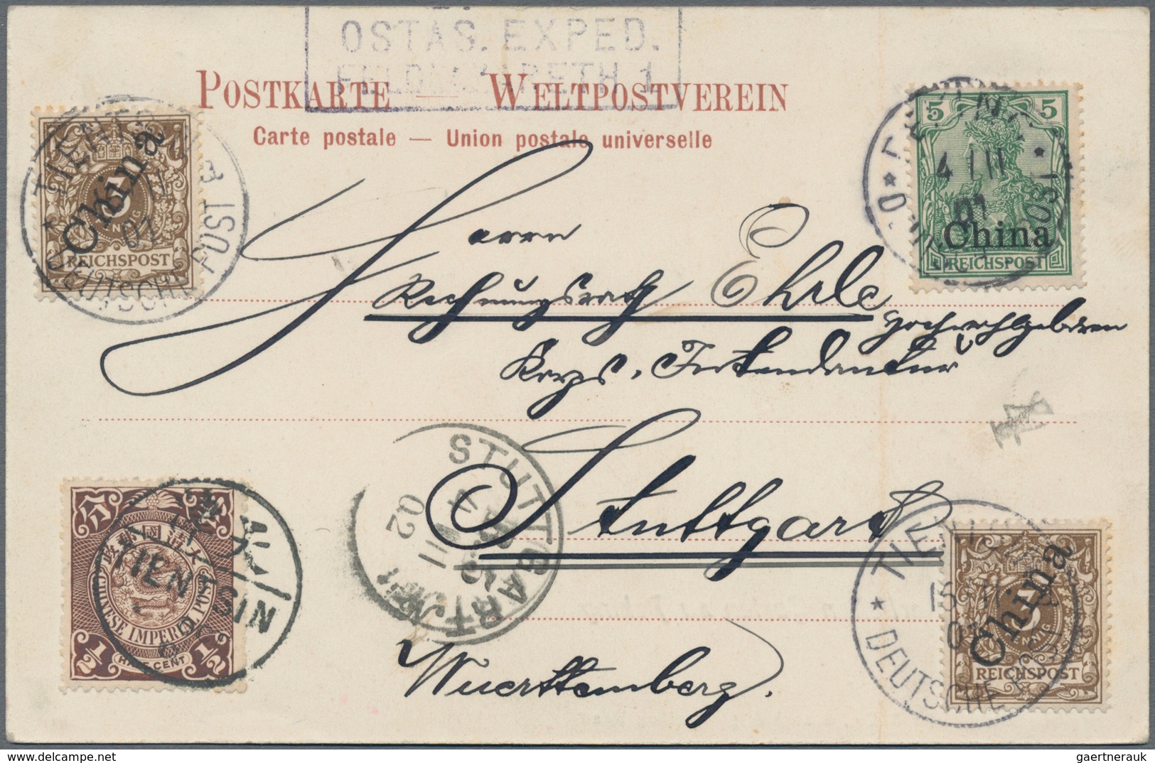 China - Fremde Postanstalten / Foreign Offices: Germany, 1898/1901, 3 Pf. Brown Unovpt. With Ovpt. 3 - Otros & Sin Clasificación