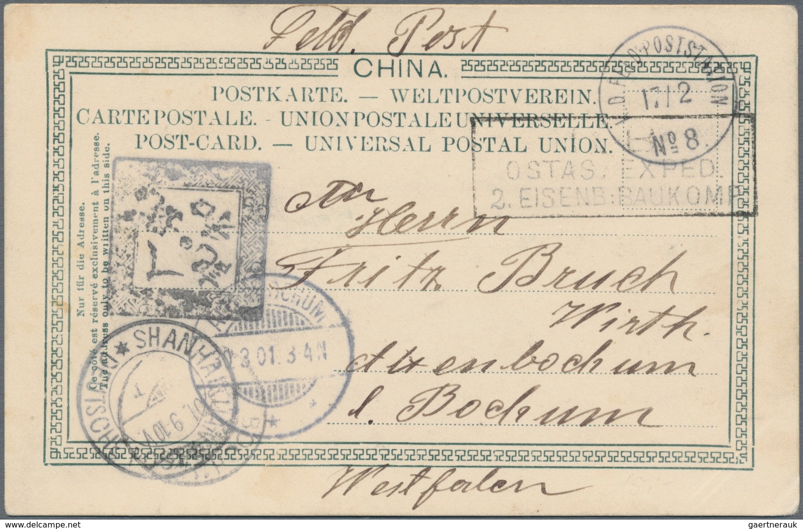 China - Fremde Postanstalten / Foreign Offices: Germany, 1900, Field Posts, Boxer Upheava: 1901 Ppc - Other & Unclassified