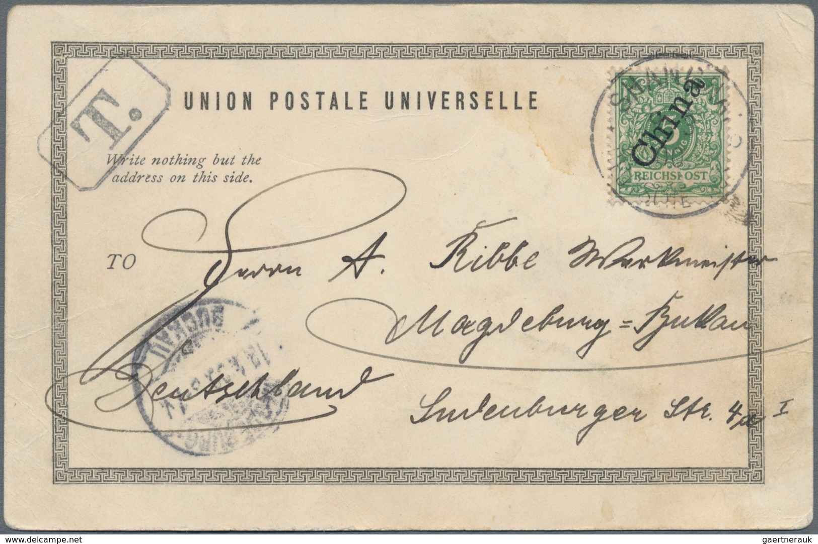 China - Fremde Postanstalten / Foreign Offices: Germany, 1900, Forerunners 5 Pf. Tied "SHANGHAI 9/3 - Autres & Non Classés